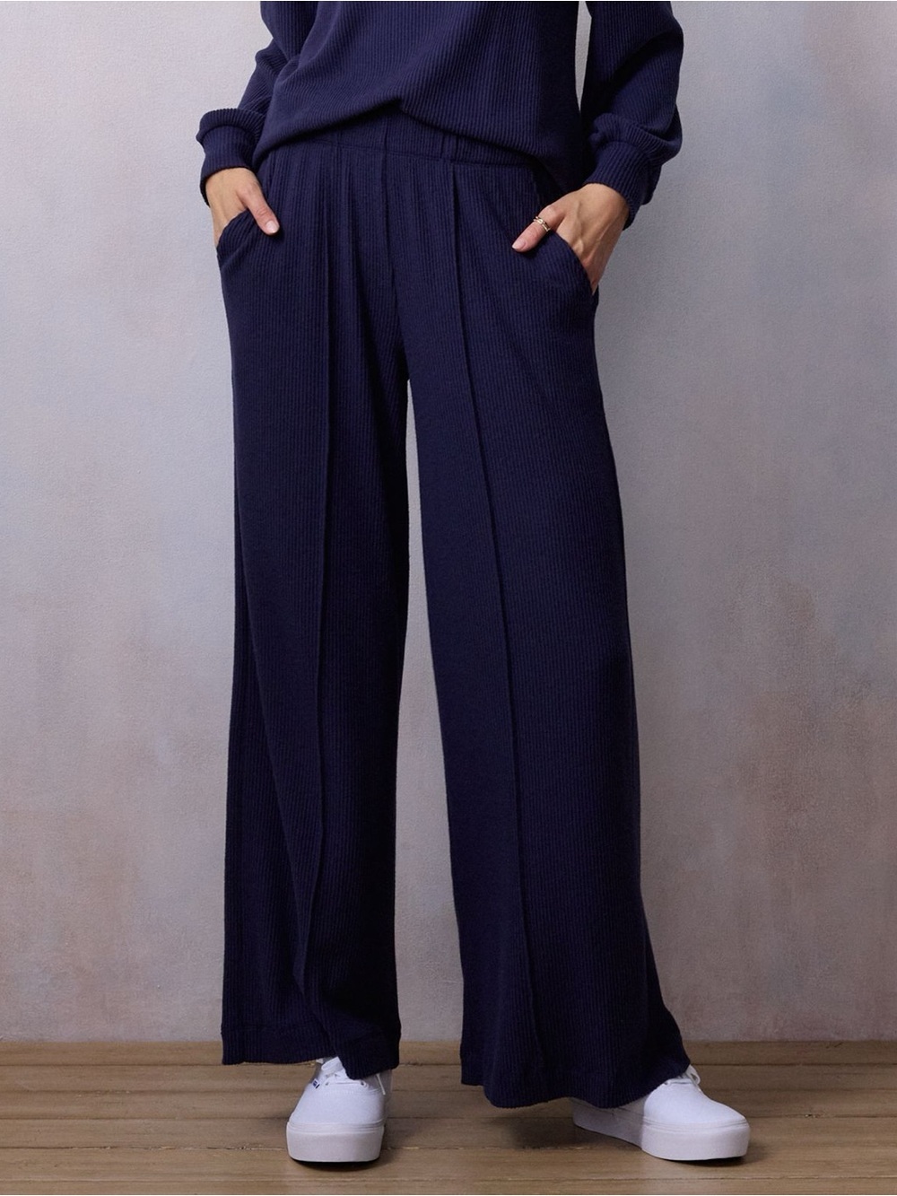 LC Lauren Conrad Navy Blue Wide Leg Pants Women’s Size Large NWT